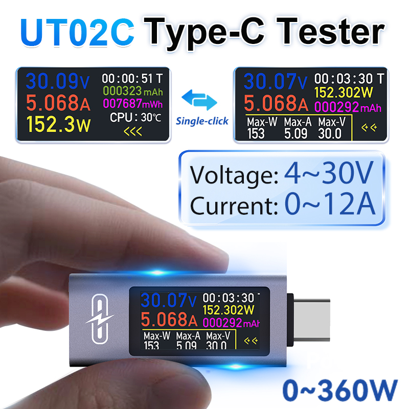 Usb Ammeter Tester - UT02C USB Color Screen Type-C Tester
