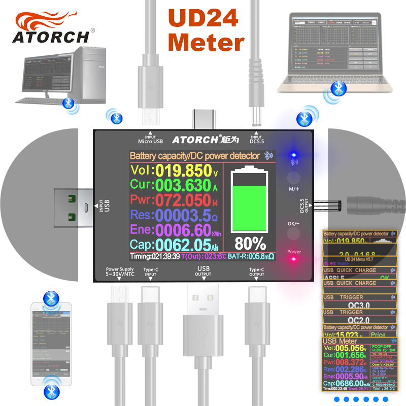 UD24 2.4'inch USB Tester DC5.5 - огляд і ціна Usb Ammeter Tester