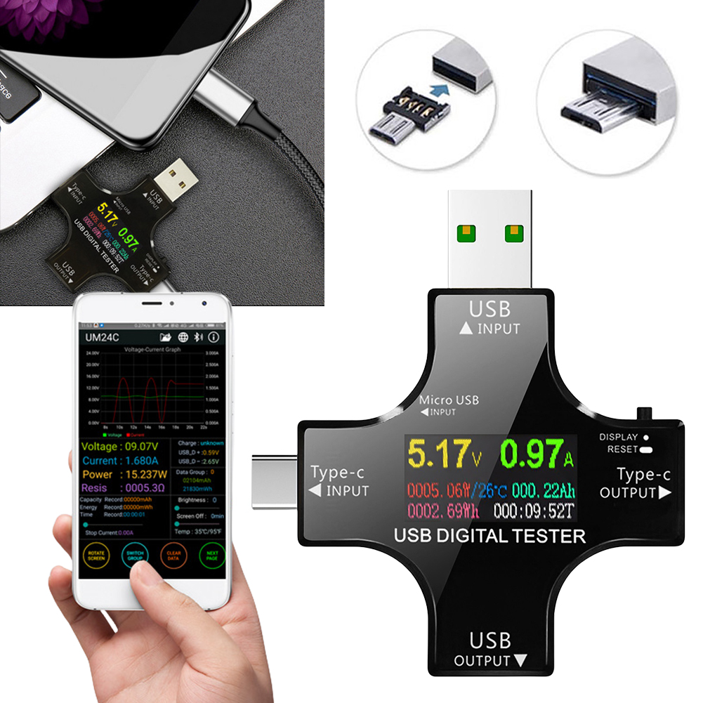 USB Tester Type-C PD Color Dig - огляд і ціна Usb Ammeter Tester